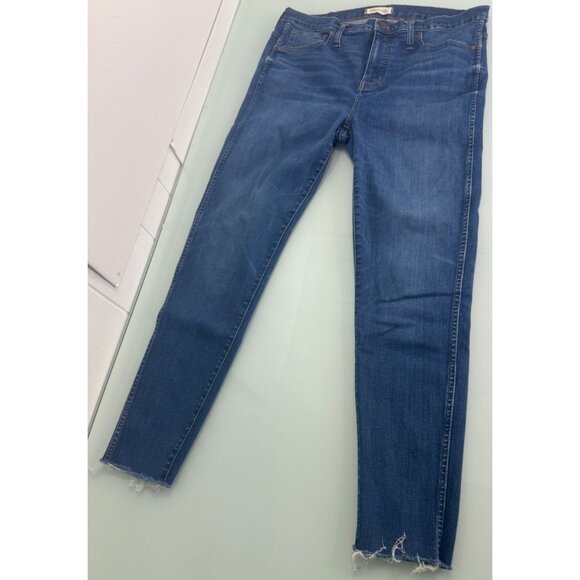 Madewell Denim - Madewell High Rise Skinny Women's Jeans 32T 32 Tall Raw Hem Stretch Dark Wash